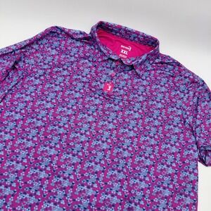 BOGEY BROS Whale Tail Performance Golf Polo Shirt Pink Purple Blue XXL Humor AOP
